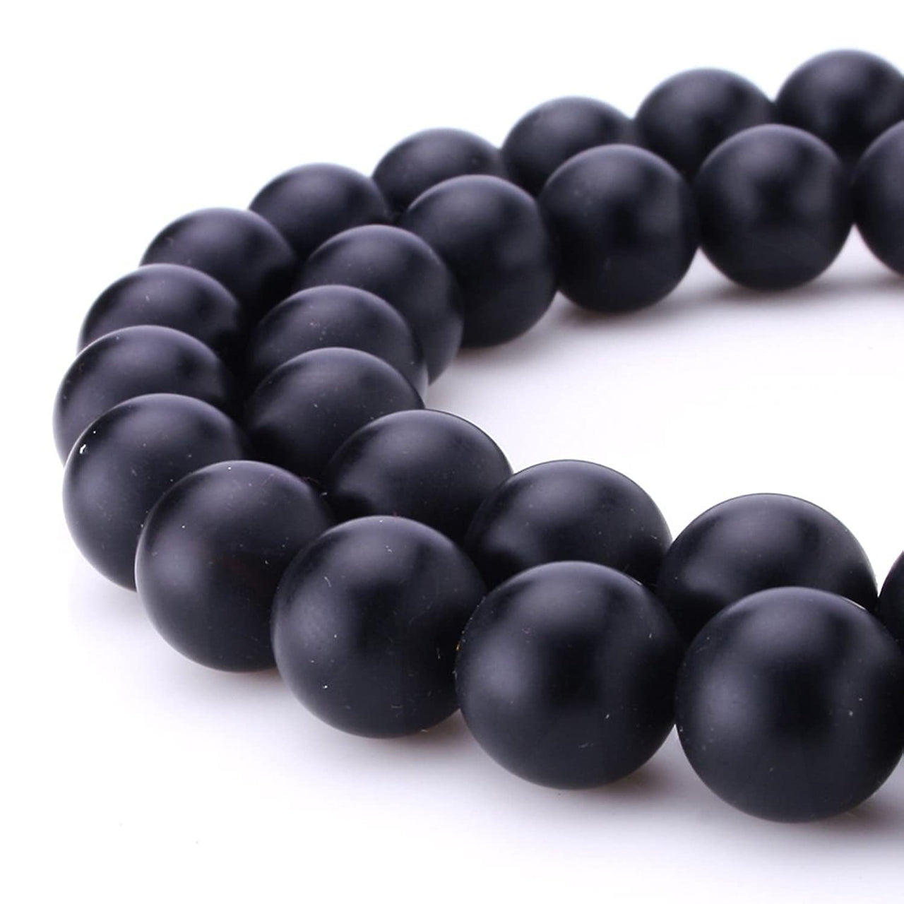 BEADNOVA Black Matte Onyx Beads Natural Crystal Beads Stone Gemstone Round Loose Energy Healing Beads with Free Crystal Stretch Cord for Jewelry Making (8mm, 45-48pcs) 8mm 13) Black Matte Onyx Beads
