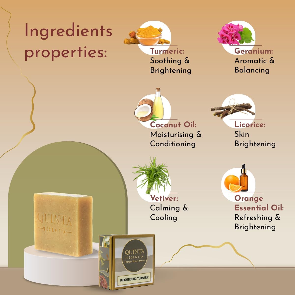 Quinta Essentia Organic Cold Turmeric Processed Bathing Soap for Nourishing & Soothing Skin, Remove Tanning, Dead Skin, Exfoliate & Deep Cleanse - 100g (Pack 0f 2)