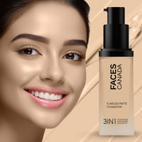 FACESCANADA Flawless Matte Foundation-Absolute Ivory,30 Ml 3-In-1 Foundation+Moisturizer Cream For All Skin Types+Concealer|12 Hr Hydration+Spf 1|Hd Matte Coverage|Lightweight|Anti Ageing,Pack Of 1