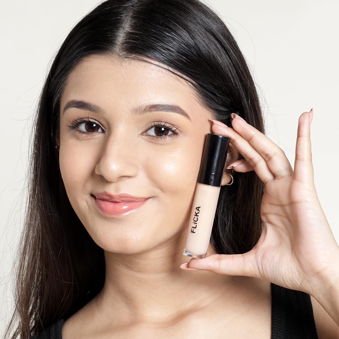 FLiCKA Cover Story Liquid Light Weight Translucent Concealer With Full Coverage For Women| Contains SPF, Argan & Avacado Oil| Concealer For Face Makeup, 01 Ivory, 9.ml