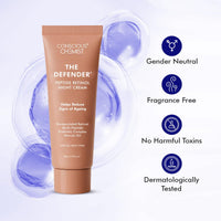 Conscious Chemist® 0.2% Retinol Moisturizer Cream | 20g | Pro-Collagen Night Cream, For Men & Women, Multi peptide Anti aging Face cream, Reduces Fine lines, Neck lines & Wrinkles, All Skin Types - The Defender
