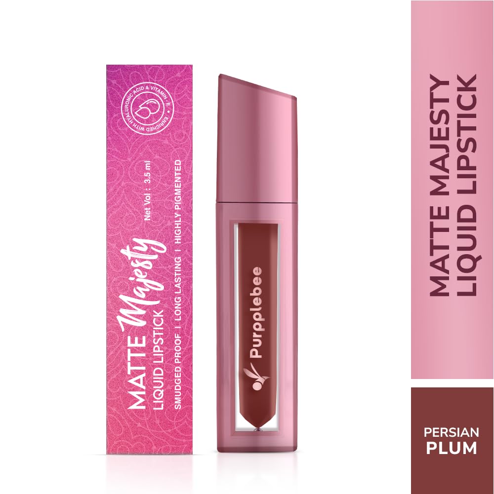 MATTE Majesty Liquid Lipstick Smudged Proof Long Lasting Highly Pigmented Water Proof Matte Liquid Lipstick (Persian Plum)