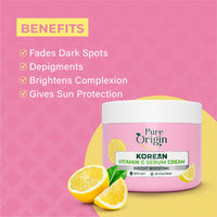 Pure Origin Korean Vitamin C Bright Boosting Serum Cream (Pack of 2) | Face cream for Brighter, Glowing and moisturized skin | For women and men | 100 g