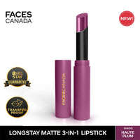 FACESCANADA Long Stay 3-In-1 Matte Lipstick - Haute Plum 08, 2 Gm