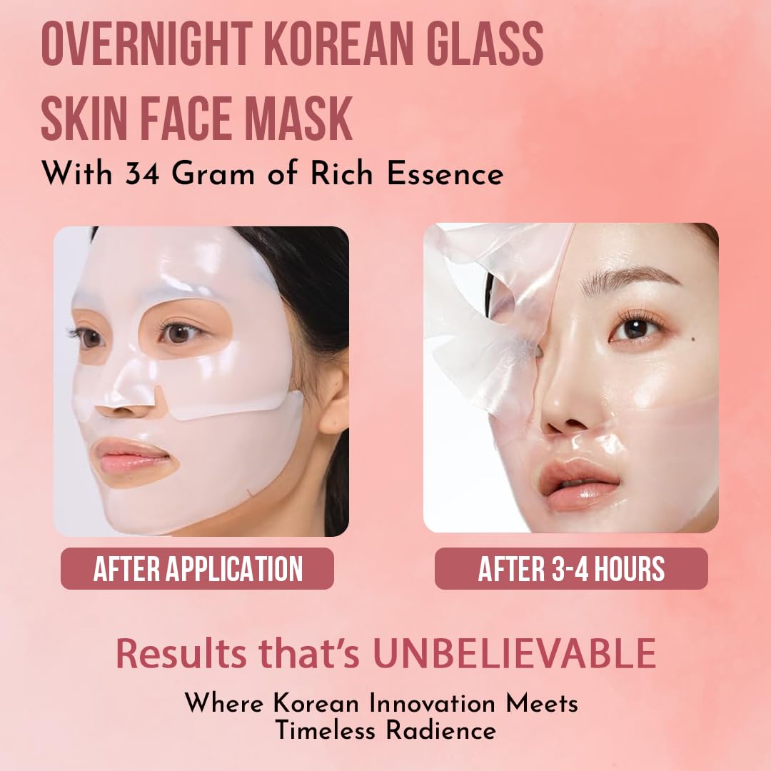 WILDGLOW Korean Glass Skin Bio-Collagen Overnight Face Mask for Deep Hydration, Pigmentation, Anti-Aging & Pore Minimizing | Hyaluronic Acid, Niacinamide, Vitamin E & Centella | Pack of 1