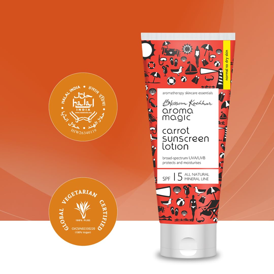 Aroma Magic Carrot Sunscreen Lotion With Broad Spectrum Protection UVA/UVB |SPF 15 |For Normal To Dry Skin | 100 ml