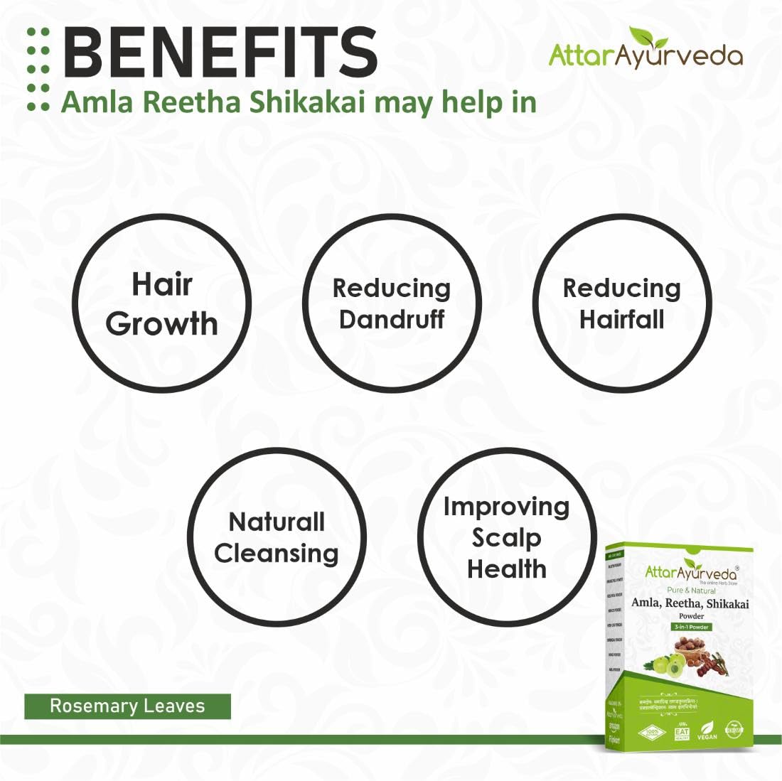 Attar Ayurveda Amla, Reetha, Shikakai powder for Hair growth | Natural Hair cleanser | 100% Pure and Natural | No-SLS, No-Paraben