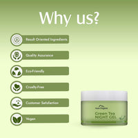 Aravi Organic Green Tea Night Gel Moisturizer - For Overnight Hydration - For Anti-Aging Oil Free Gel Moisturizer -For Men & Women - 50 gm