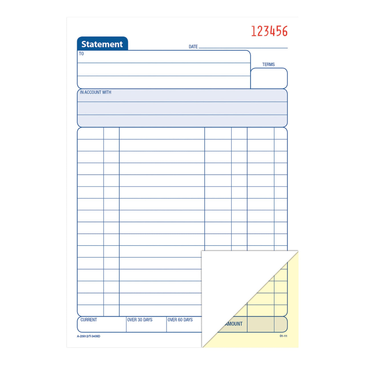 Adams All-Purpose Statement Book, 2-Part with Carbon, 5.56 x 8.44 Inches, White/Canary, 50 Sets per Book (25812)