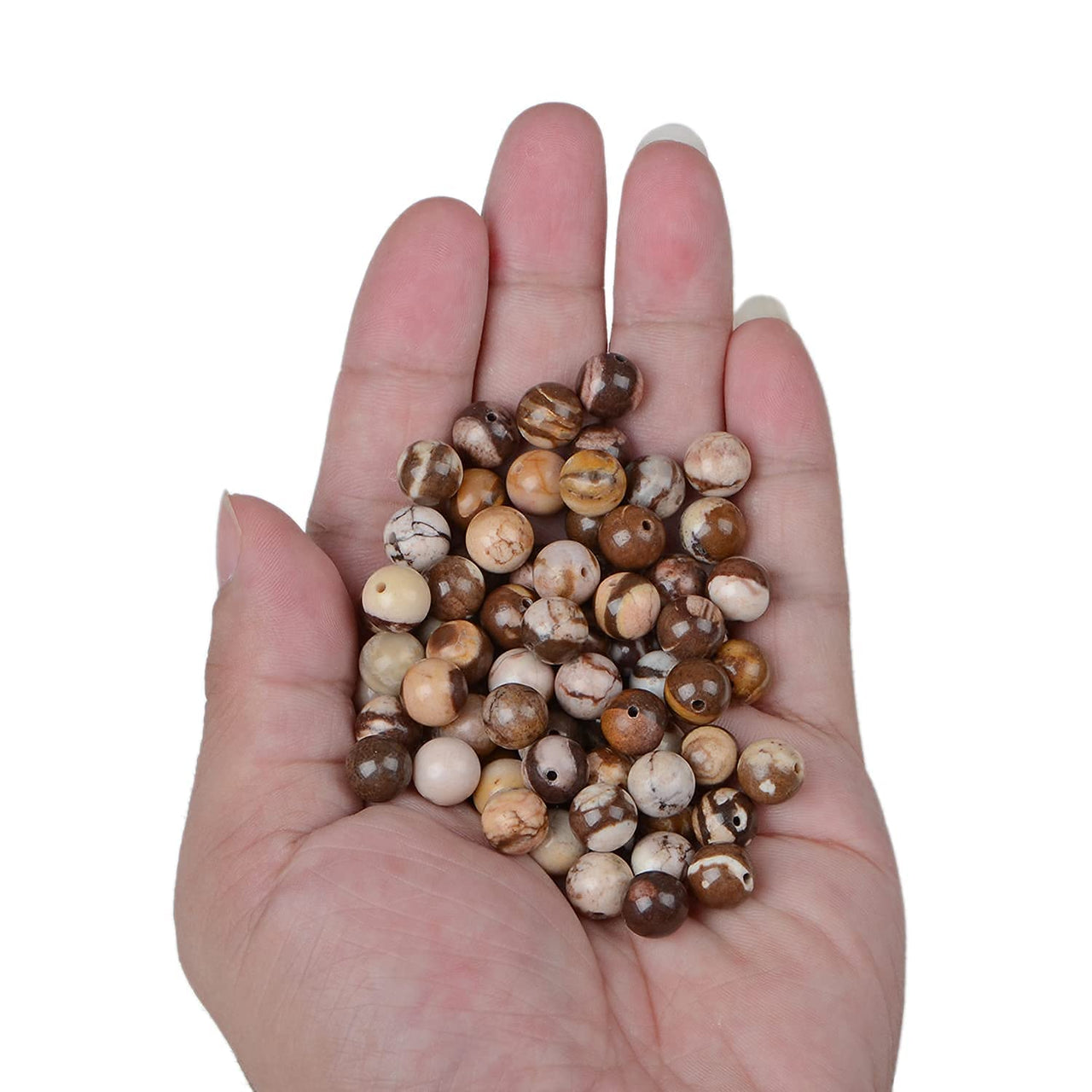 Bymitel 140Pcs Natural Crystal Beads Stone Gemstone Round Energy Healing Loose Beads with Stretch Cord for Jewelry Making Bracelets Anklets (Brown Zebra Jasper, 8mm 140pcs) Brown Zebra Jasper