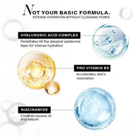 Novology Acne Light Moisturizing Gel with Hyaluronic Acid, Glycerin, Pro-Vitamin B5 & Niacinamide | For Oily, Acne Prone Skin| Non-Sticky Hydration for upto 100 hours | 50 g