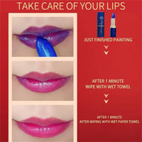 FLORISELL Blue Shimmer Magic Color Changing Lipstick, Labial Magico Lips Moisturizer Lazy Lipstick For Women