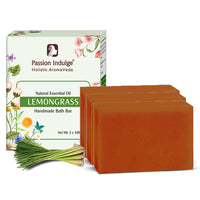 Passion Indulge Natural Handmade Bath Bar Soap - Lemongrass (Pack of 3)