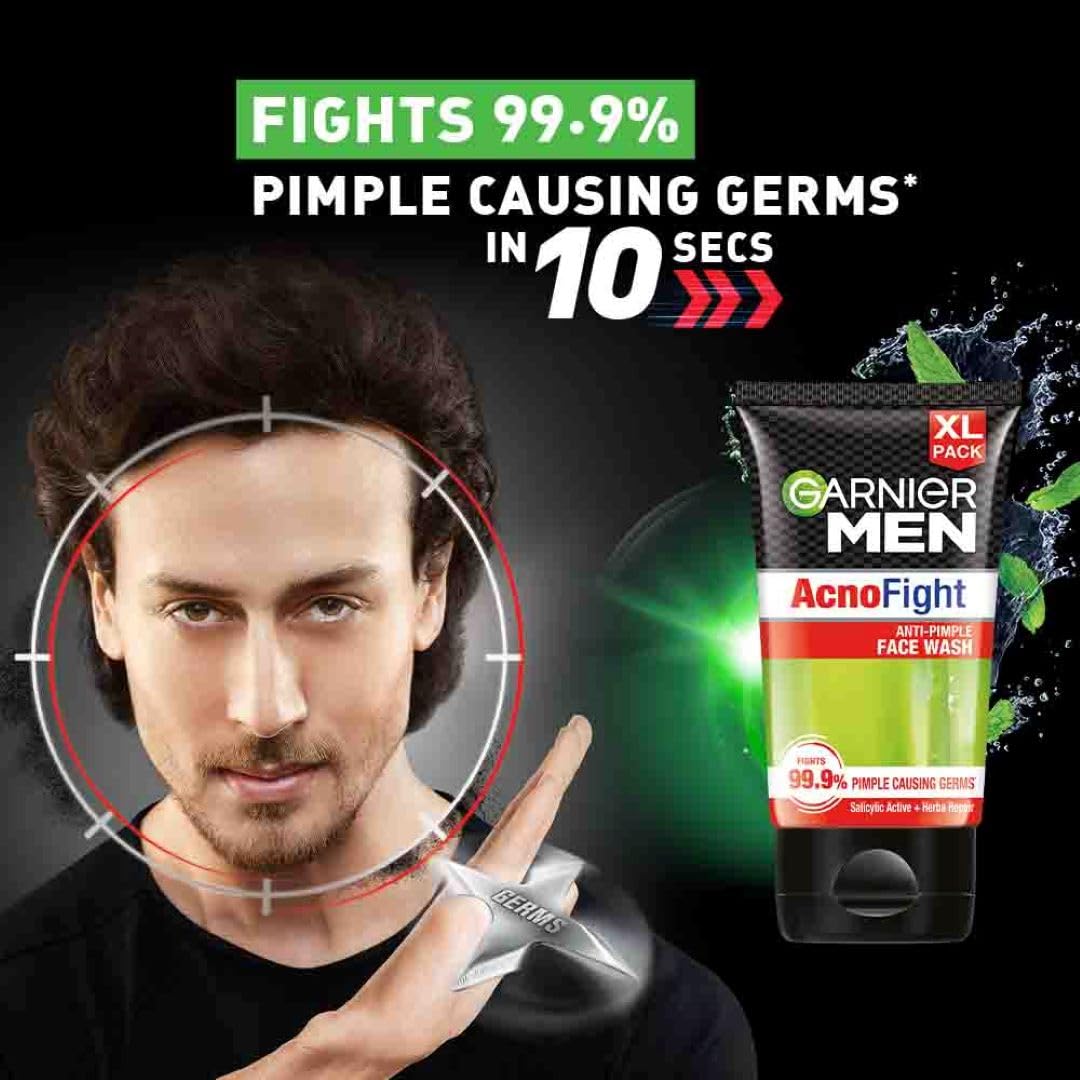 Garnier Men Acno Fight Anti Pimple Face Wash, Anti Pimple Face Wash with Salicylic Acid and Herba Repair, Suitable for all Skin Types, 100g