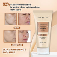 Glamveda Glutathione 24k Gold Face Wash Lightens skin tone | Enhances Natural Radiance, Glow Booster | For All Skin Types | SLS & Paraben Free 100 ml