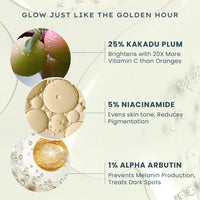 Hyphen Golden Hour Glow Face Serum with Niacinamide, Alpha Arbutin, Hyaluronic Acid Moisturizer, Aloe Vera Extract & Kakadu Plum| Non Sticky Serum for Men & Women & All Skin Types | 30Ml