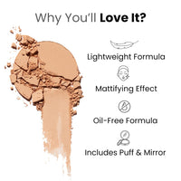 FLiCKA Tomato Compact Powder For Oil-Free, Matte Finish, Lightweight, Lasts up-to 8hrs | Enriched with SPF, Suitable For All Skin Types| 02 Beige, 9g