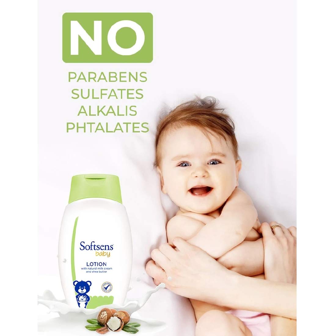 Softsens Baby Nourishing Lotion with Milk Cream & Shea Butter | No Paraben and Phthalates and No Harmful Chemicals for baby skin(200ml x Pack of 3, Green)