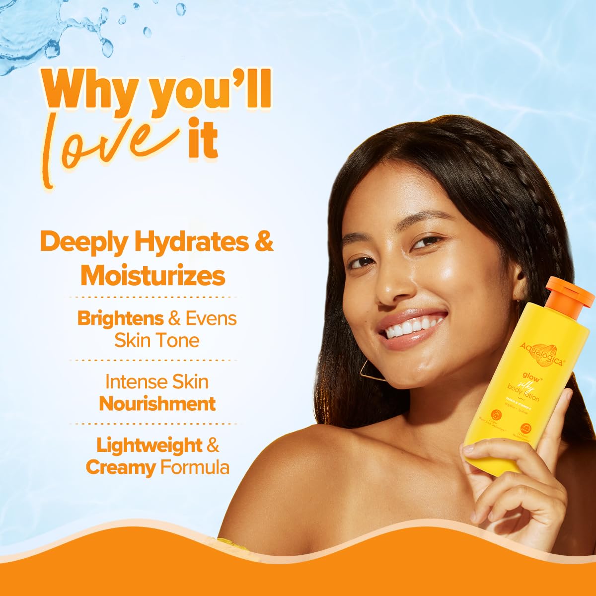 Aqualogica Glow+ Silky Body Lotion for 24-Hour Moisturization with Papaya & Vitamin C- 200 ml | Hydrates & Nourishes | Non-Sticky | For Normal to Dry Skin