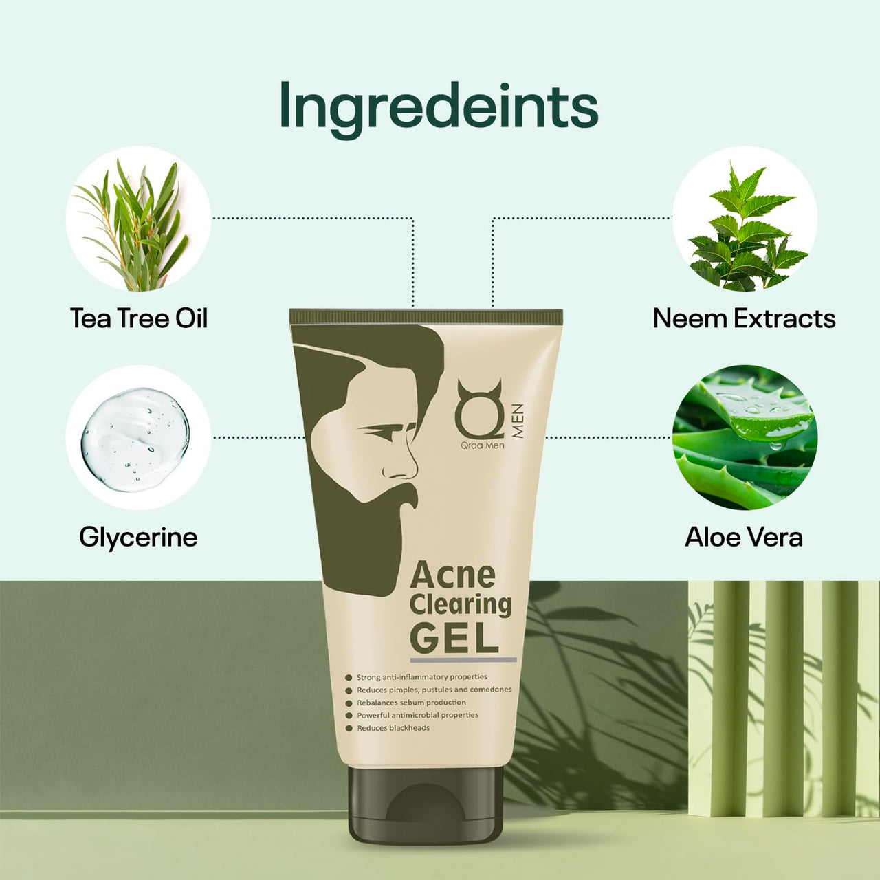 Qraa Men Qraa Acne Therapy Set- Pack Of Acne and Pimples Clearing Face Wash 100ml and Acne Gel 50ml, 100 ml (Pack of 2)