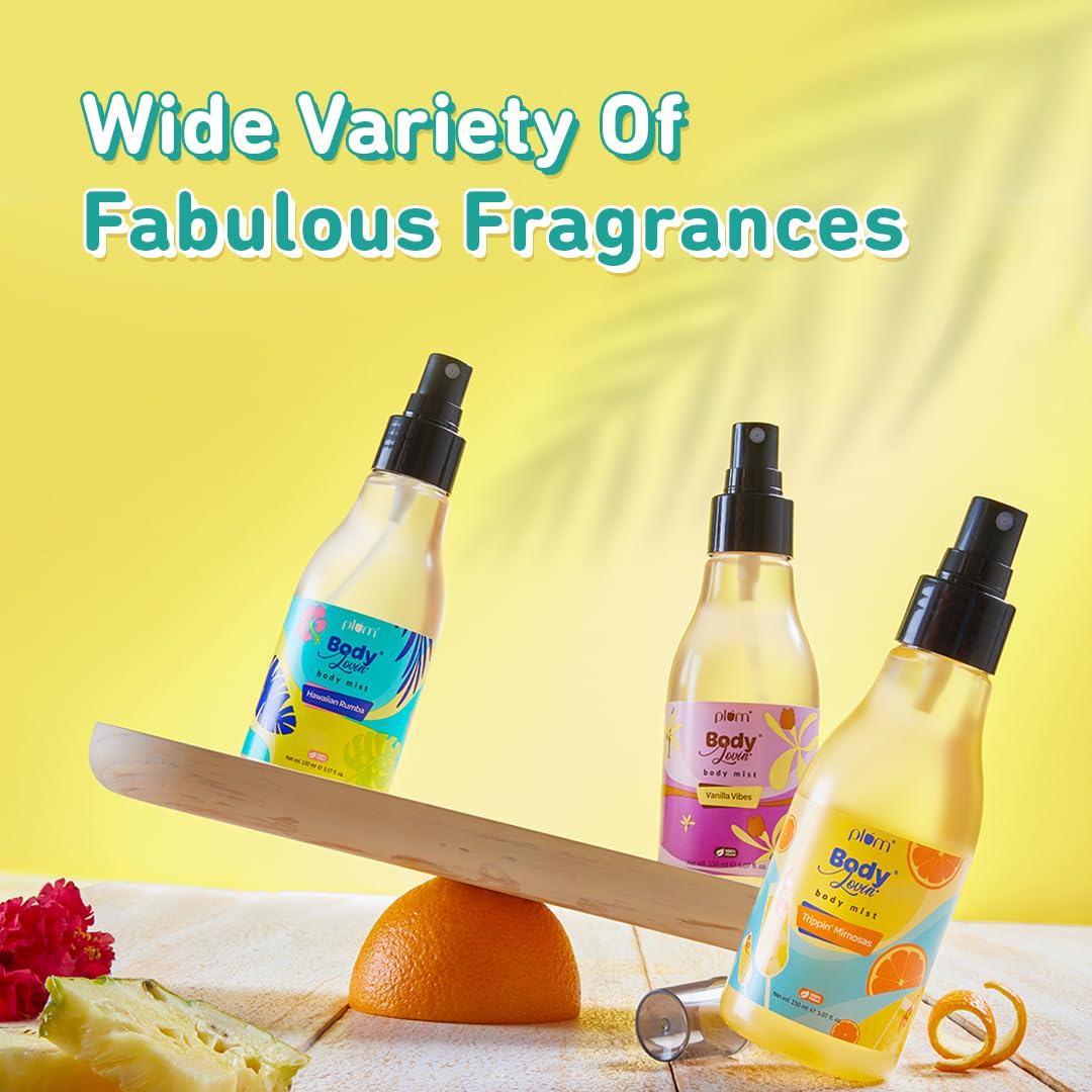 Plum BodyLovin Hawaiian Rumba Body Mist for Women | Refreshing Long Lasting Tropical Fragrance | Perfume Body Spray for Women | Vegan & Paraben Free | Travel Friendly Beachy Fresh Scent | 150ml