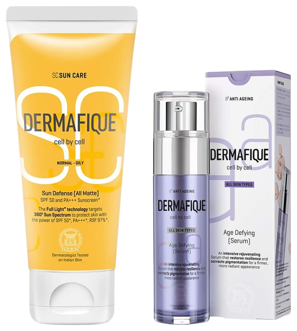 Dermafique Age Defying Face Serum with Vitamin E SPF 50 PA +++ Sunscreen 50g for Normal