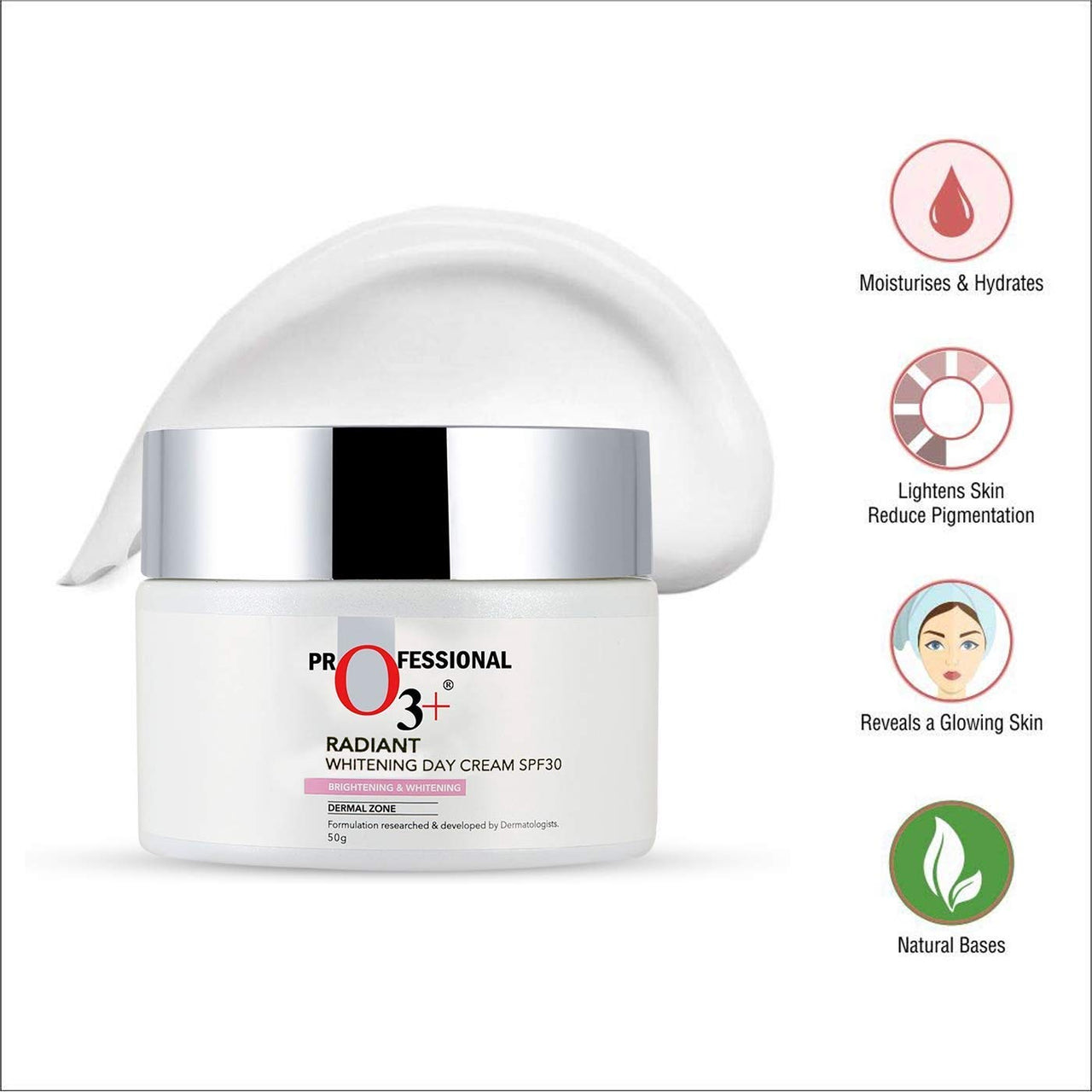O3+ Radiant Day Cream Moisturiser SPF30 50g for Brightening & Glowing Skin | Moisturises & provides Sun Protection - All Skin Types