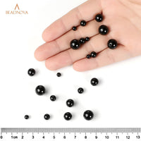 BEADNOVA Black Onyx Beads Natural Crystal Beads Stone Gemstone Round Loose Energy Healing Beads with Free Crystal Stretch Cord for Jewelry Making (8mm, 45-48pcs) 8mm 01) Black Onyx Agate Round Beads