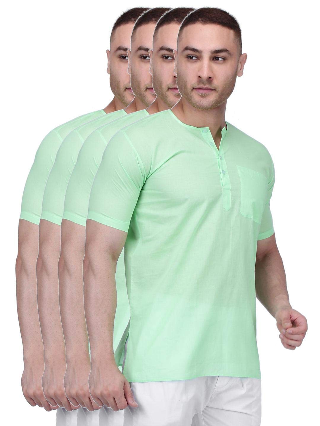 Rajubhai Hargovindas Men's  White Fine Cotton Short Kurta | Pack of 4 |