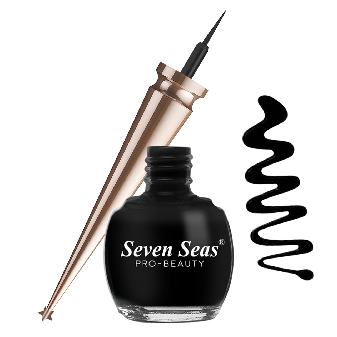 Seven Seas Liquid Color Eyeliner - 5ml | Waterproof | Smudgeproof | Long Lasting | Eyeliner for Women (Black, 5ml)