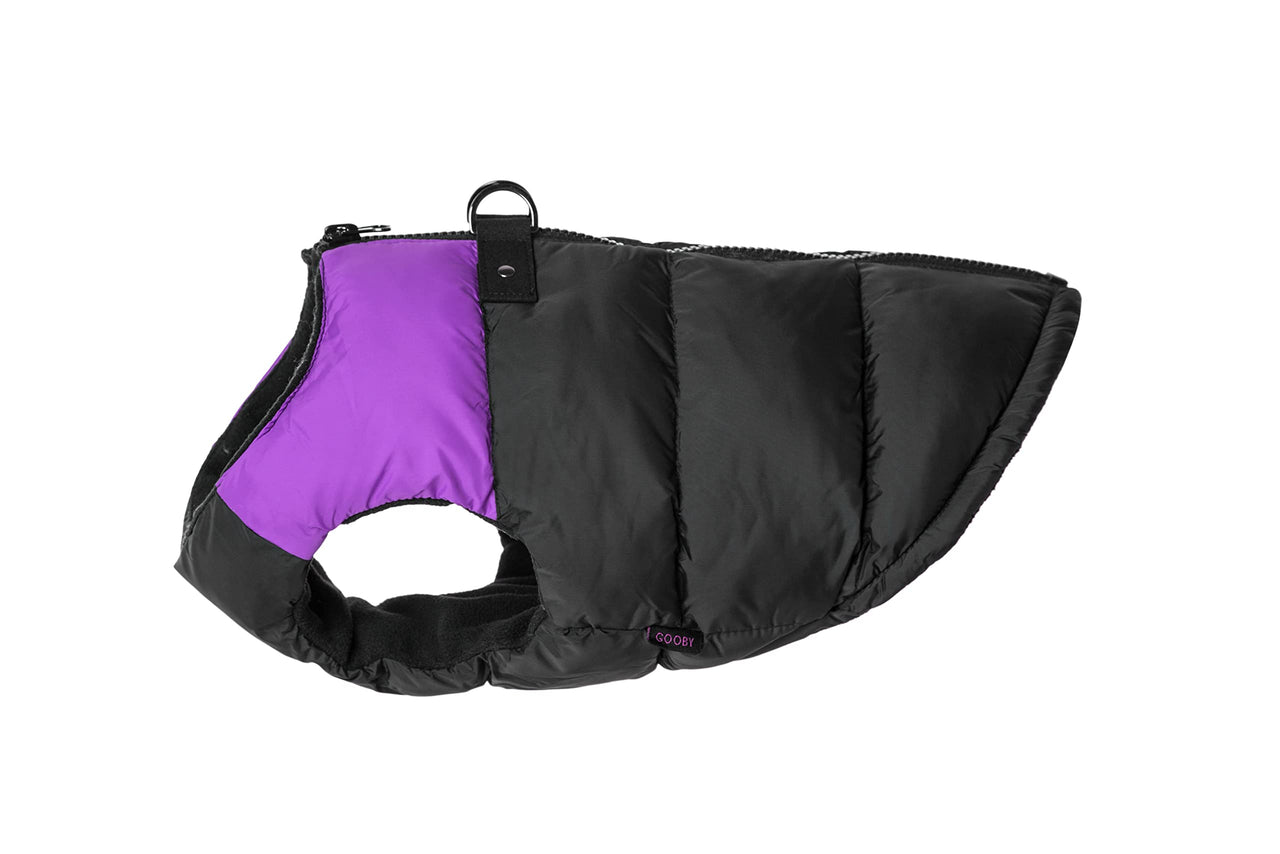 Gooby Padded Vest Dog Jacket - Purple, Large - Warm Zip Up Dog Vest Fleece Jacket with Dual D Ring Leash - Winter Water Resistant Small Dog Sweater - Dog Clothes for Small Dogs and Medium Dogs Large Chest (20.25") 1