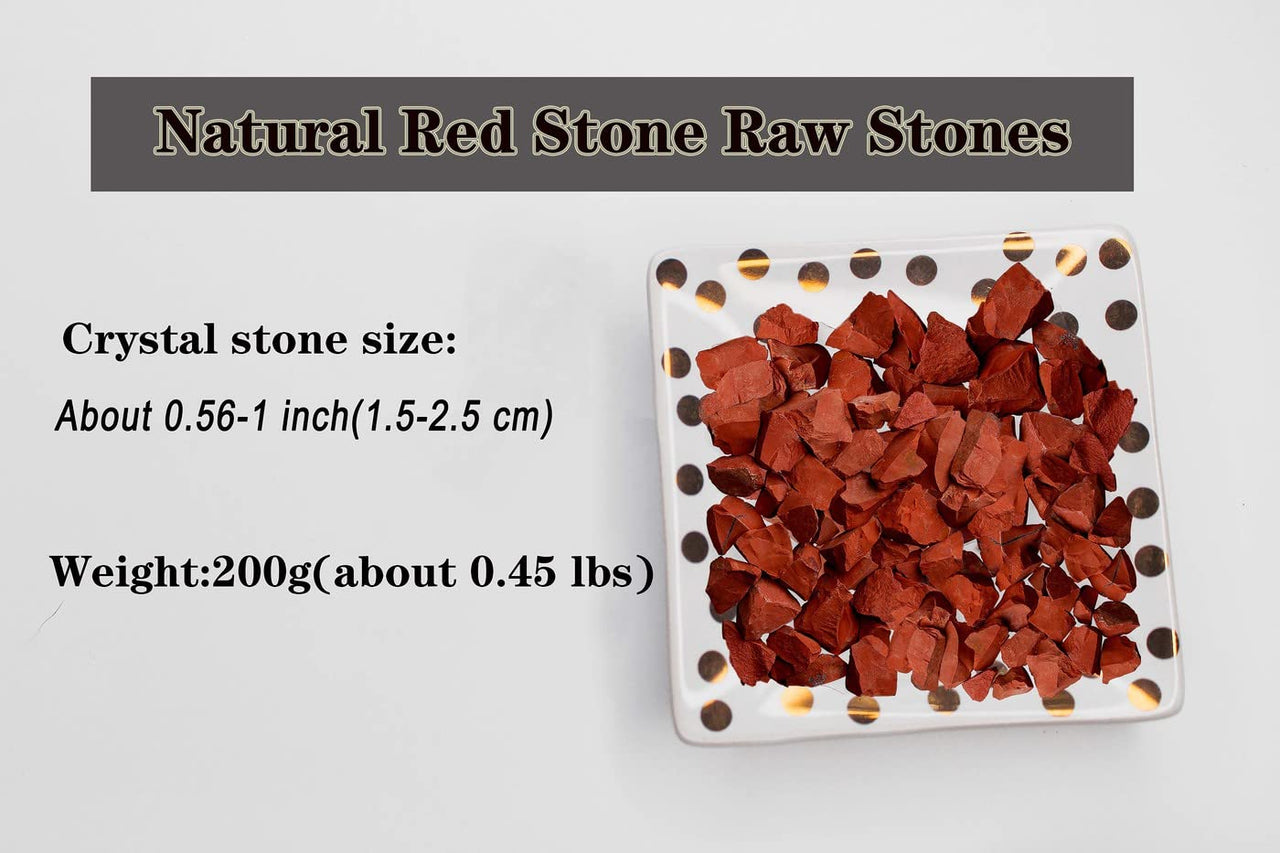 DUQGUHO Red Jasper Natural Crystal Quartz Bulk Raw Rough Healing Crystal Stones Reiki Crystal Stone Tumbling Cabbing Fountain Rocks Polishing Cutting Gemstone 0.45 lbs Red Stone