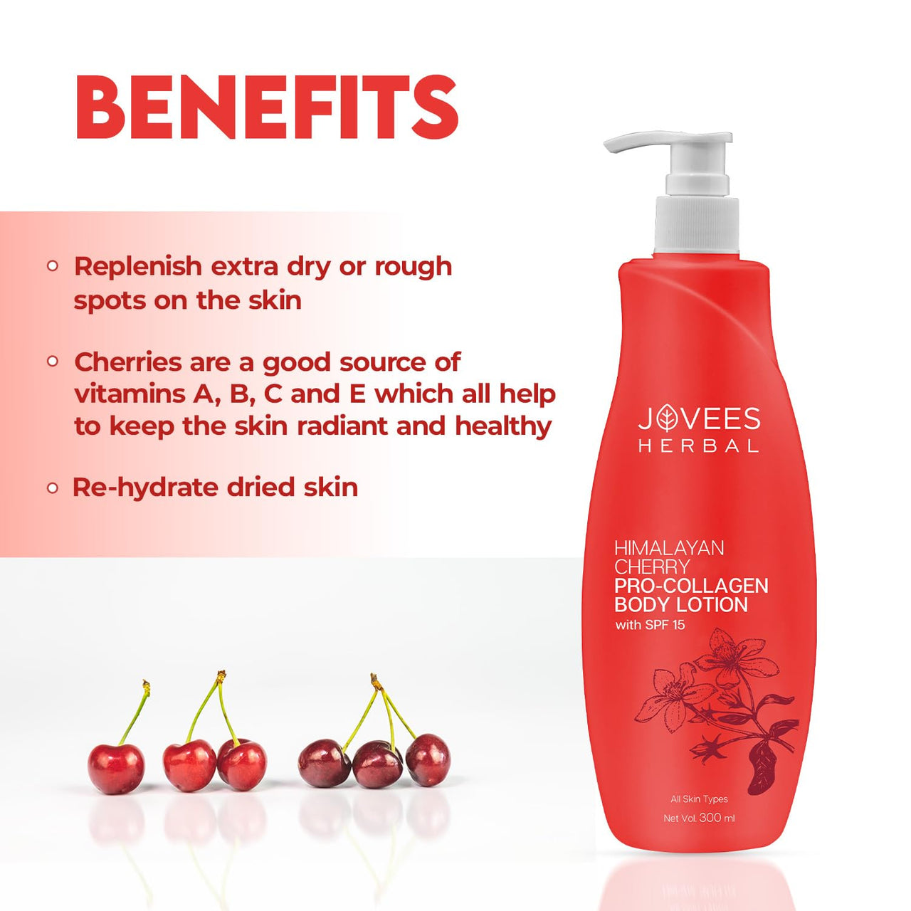 Jovees Herbal Himalyan Cherry Hand & Body Lotion, Hydrates/Moisturise Skin 300ml