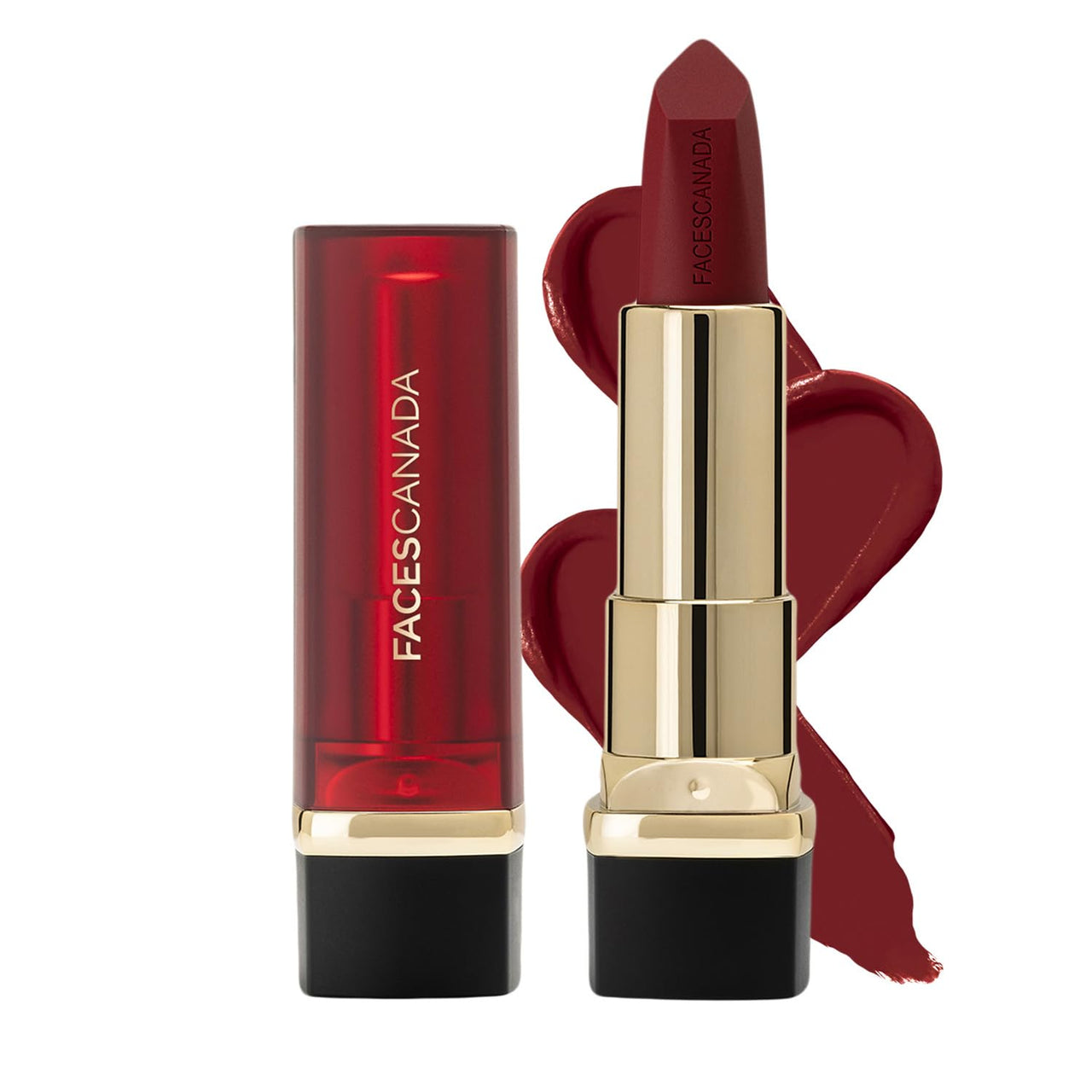 FACESCANADA Ultime Pro Hd Intense Matte Lipstick + Primer - Red Bouquet (Red), 1.4G | 9Hr Long & Faces Canada Comfy Matte Creme Lipstick - Go For It 02, 4.2G | 8Hr Long Stay |