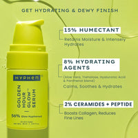Hyphen Golden Hour Glow Face Serum with Niacinamide, Alpha Arbutin, Hyaluronic Acid Moisturizer, Aloe Vera Extract & Kakadu Plum| Non Sticky Serum for Men & Women & All Skin Types | 30Ml