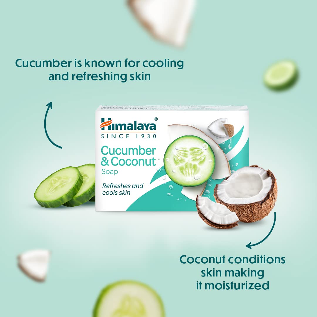 Himalaya SINCE 1930 Himalaya Herbals Refreshing Cucumber Soap And Coconut Soap, 125G (Pack of 5)