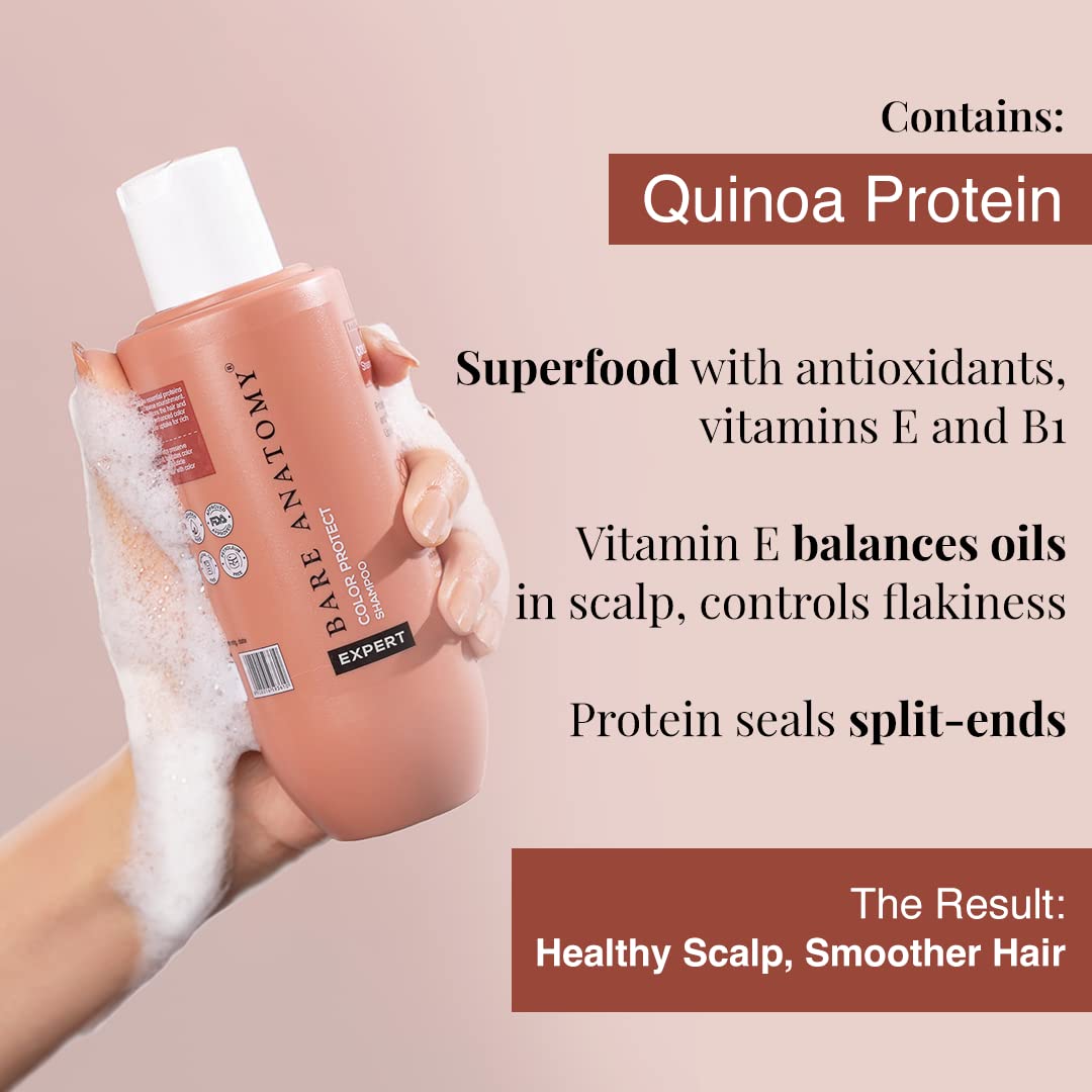Bare Anatomy Color Protect Shampoo + Hair Mask Kit for Coloured and Treated Hair | Provides 8 Weeks of Protection, Contains 17 Amino Acid Complex & Quinoa Protein, For Dry & Frizzy Hair, 250ml + 250g