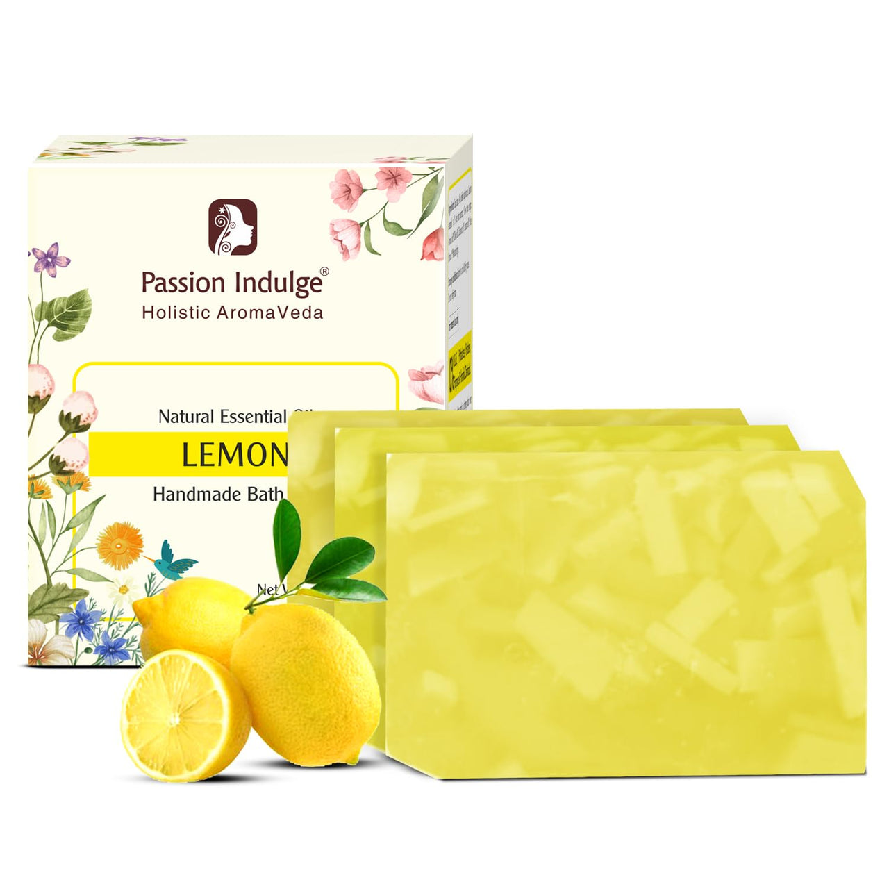 Passion Indulge Handmade Soap Natural Lemon Bath Bar - (Pack of 3)