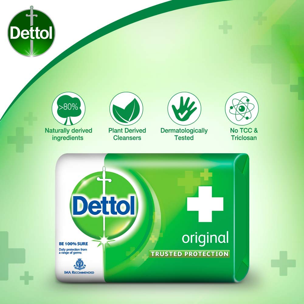 Dettol Antiseptic Disinfectant Liquid, 550ml (Pack of 2) & Dettol Bathing Soap Original, 125gm, Pack of 6