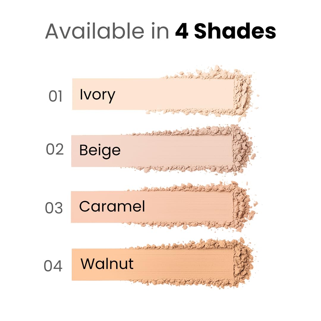 FLiCKA Tomato Compact Powder For Oil-Free, Matte Finish, Lightweight, Lasts up-to 8hrs | Enriched with SPF, Suitable For All Skin Types| 04 Walnut, 9g