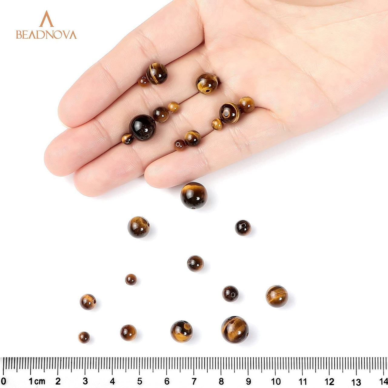 BEADNOVA Yellow Tiger Eye Beads Natural Crystal Beads Stone Gemstone Round Loose Energy Healing Beads with Free Crystal Stretch Cord for Jewelry Making (8mm, 45-48pcs) 8mm 06) Brown Tiger Eye Round Beads