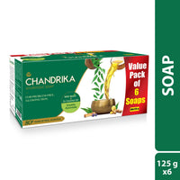 Chandrika Ayurvedic Soap Classic| Handmade Soap for Naturally Radiant Skin| For All Skin Types| 125g (Pack of 6)