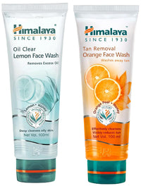 Himalaya Herbals Oil Clear Lemon Face Wash & Himalaya Tan Removal Orange Face Wash Combo