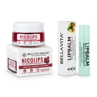 Bella Vita Organic NicoLips Lip Scrub & NicoBalm Lip Balm Combo For Dry, Chapped & Dark Lips Remover Treatment, 20 g, 4 g
