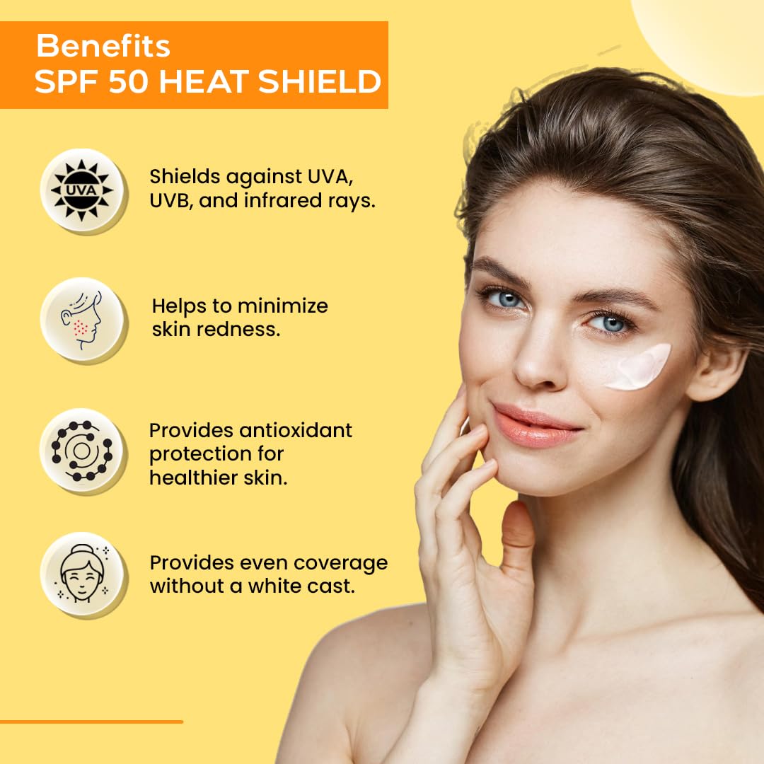 AVEIL Heat Shield Gel Sunscreen SPF 50 With PA+++ | For All Skin Types | Paraben & Paraffin free | Hydrating Sunscreen | Sun Protection From UVA, UVB, IR | No White Caste | Pack of 2-50ml each