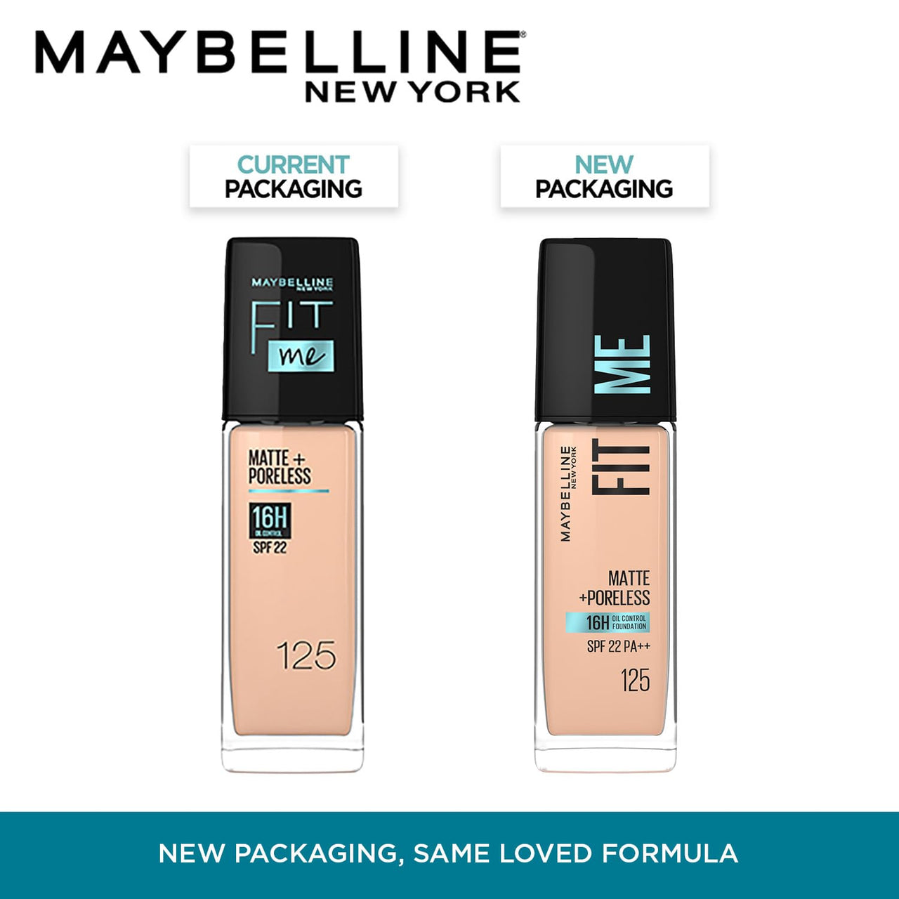 Maybelline New York Liquid Foundation, Matte Finish, With SPF, Absorbs Oil, Fit Me Matte + Poreless, 125 Nude Beige, 30 ml