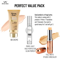 Seven Seas Face Makeup Set For Dusky Skin Tone Daily Use Makeup Pack OF 3 (Natural)
