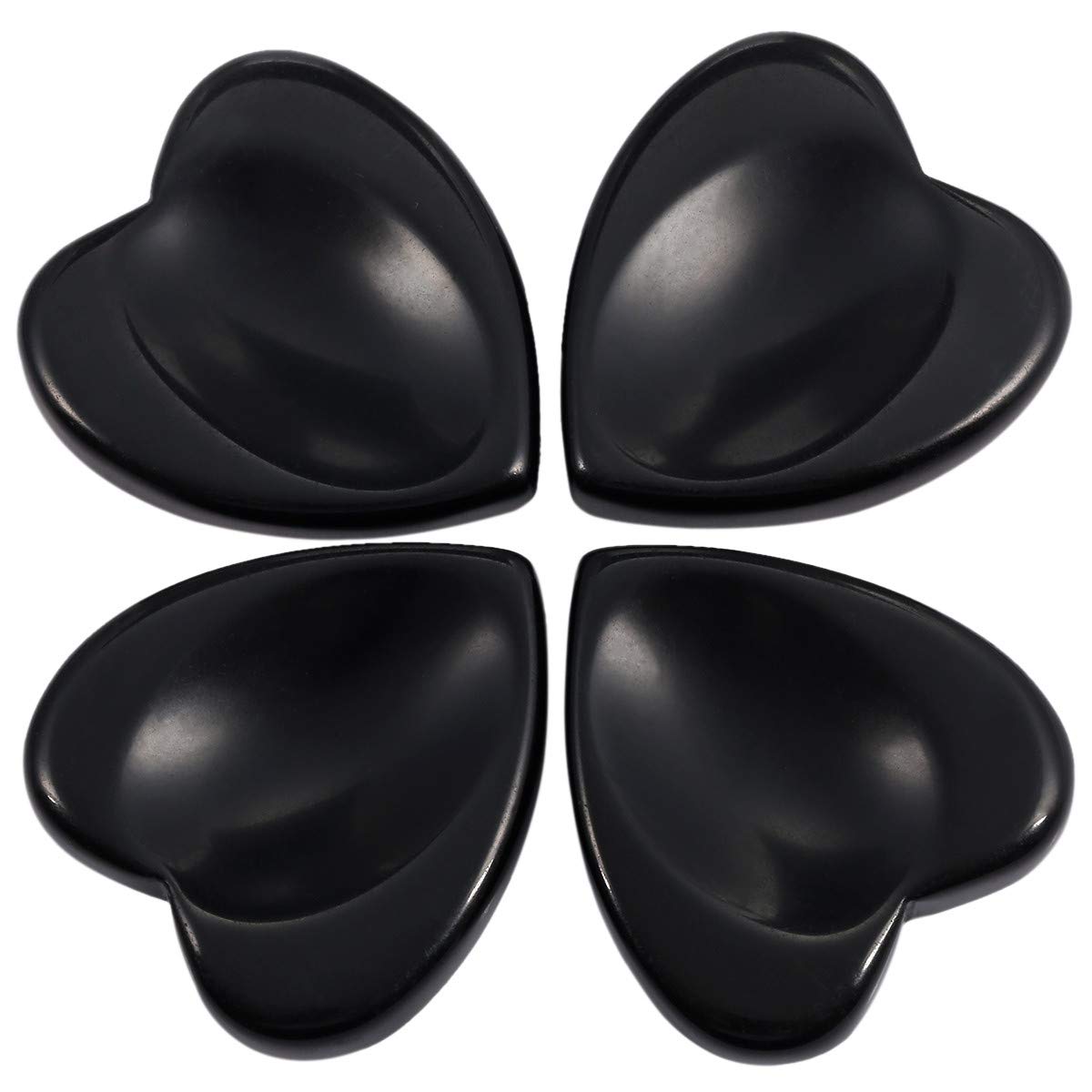 mookaitedecor Black Obsidian Thumb Worry Stone, Pocket Palm Stones Crystal Healing Reiki Stress Relief Pack of 4, Heart Shape Black Obsidian(heart Shape)