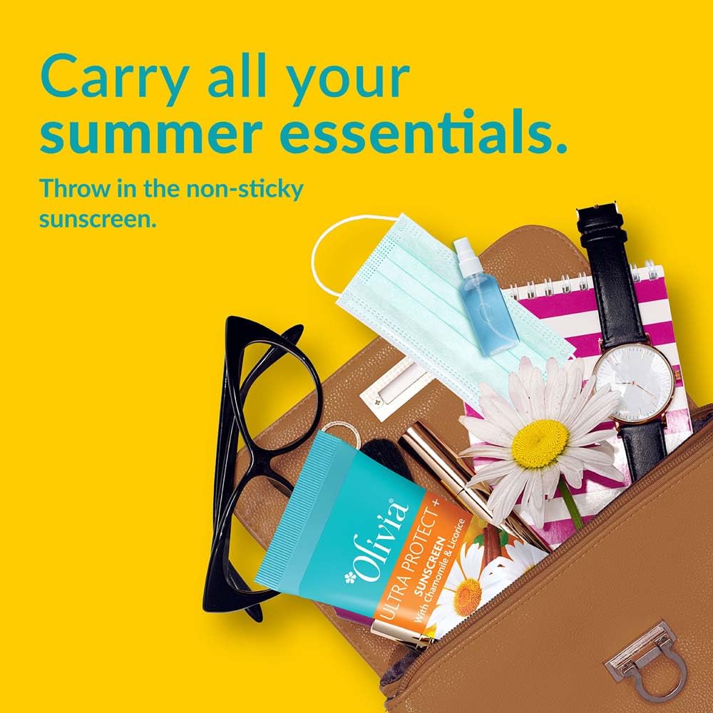 Olivia Sunscreen SPF 50 with UVA, UVB Protection | Sunscreen SPF50 for Oily Skin | No White Cast | Ultra Protect++ Lightweight Sun Screen for Summer | Unisex Body Lotion for Glowing Skin | 50g