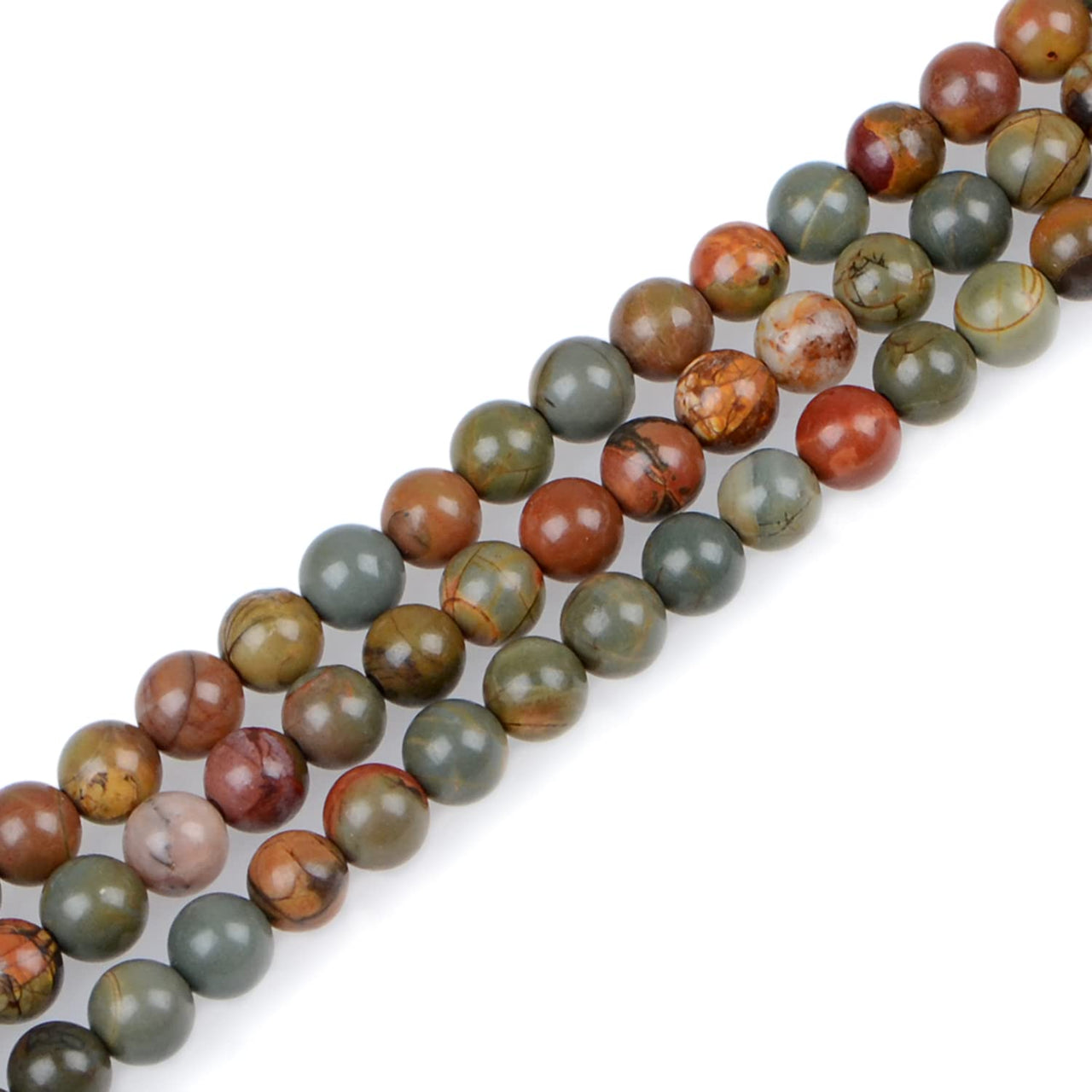 Bymitel 210pcs Natural Crystal Beads Stone Gemstone Round Energy Healing Loose Beads with Stretch Cord for Jewelry Making Bracelets Anklets (Picasso, 6mm 210pcs) Picasso